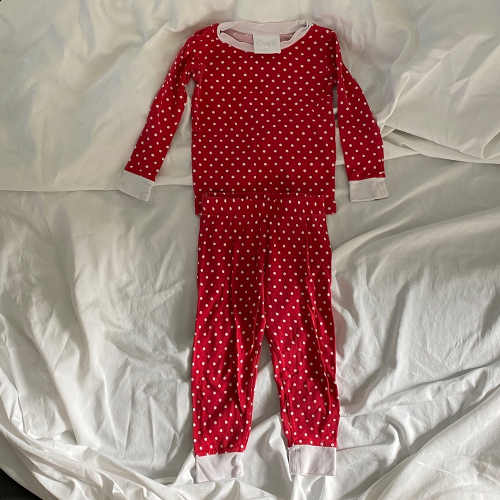 Lake Pajamas Red Polka Dot Pajama Set Size 3